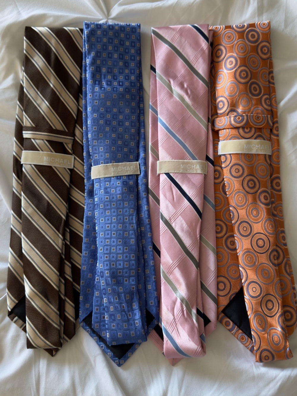 Michael Kors Four-Tie Set in Brown, Blue, Pink & Orange